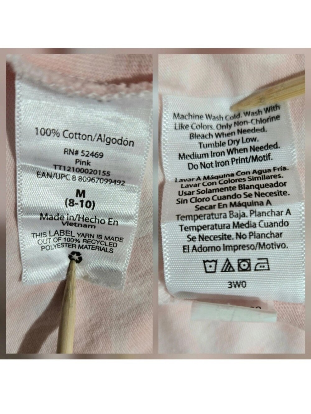 Time & Tru Relaxed Fit Top Dropped Shoulder Long Sleeve Pink/White Tie Dye M/L - Picture 11 of 14